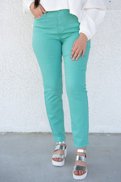 Judy Blue Line 'Em Up High Rise Garment Dyed Slim Jeans *JB