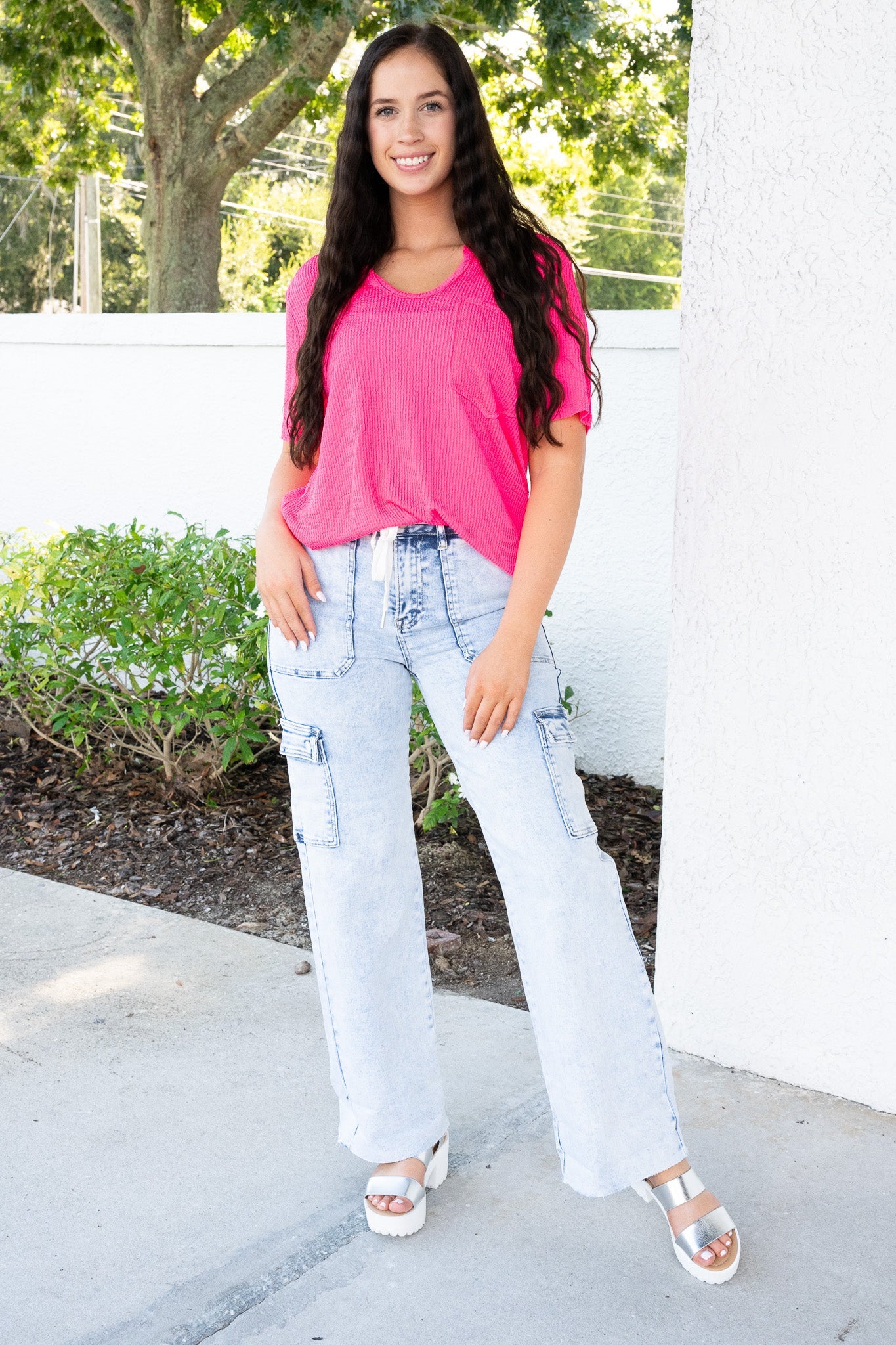 Risen Feeling Lucky High Rise Wide Leg Cargo Jeans