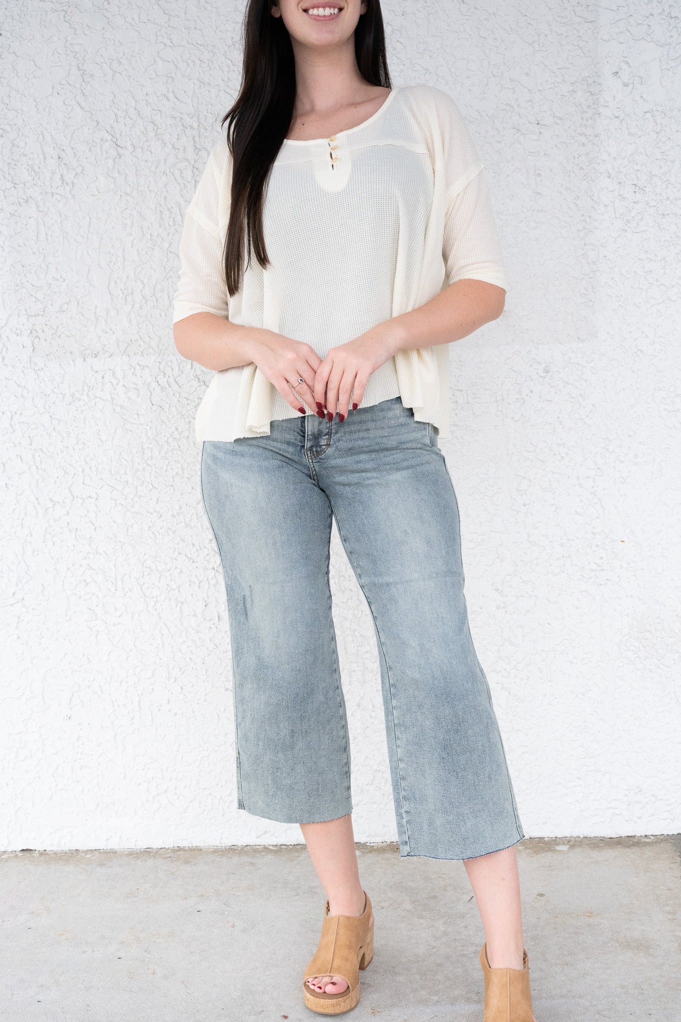 Hold On To This By Judy Blue - Mid Rise Tummy Control Crop Wide Leg Jeans