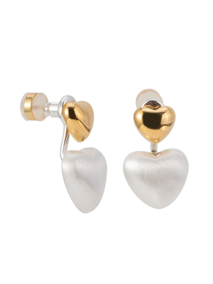 Heart Song Earrings - Gold Metallic Pearl White