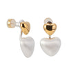 Heart Song Earrings - Gold Metallic Pearl White