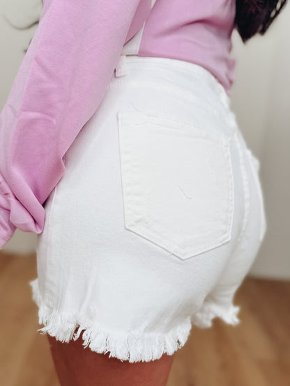 Saving Grace By Risen - High Rise Tummy Control Shorts - White