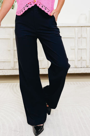 The Straight Talk Breezebound Wide Leg Pants - Black
