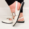 The Addison Double Buckle Flats - White