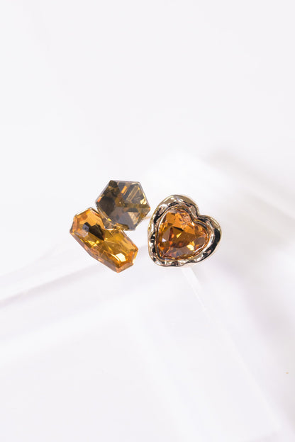 Etta Ring Heart - Metallic Linen Amber
