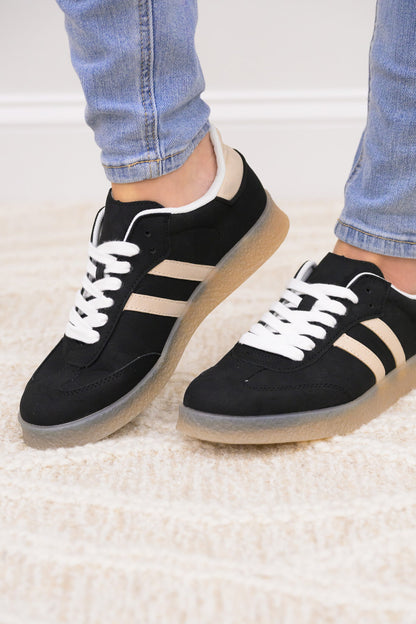 Christi Double Stripe Sneakers - Black