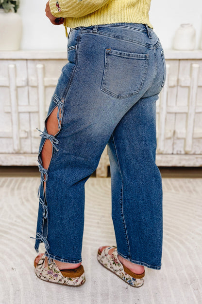 Bows Before Bros By Cello - Mid Rise Baggy Dad Jeans - Medium