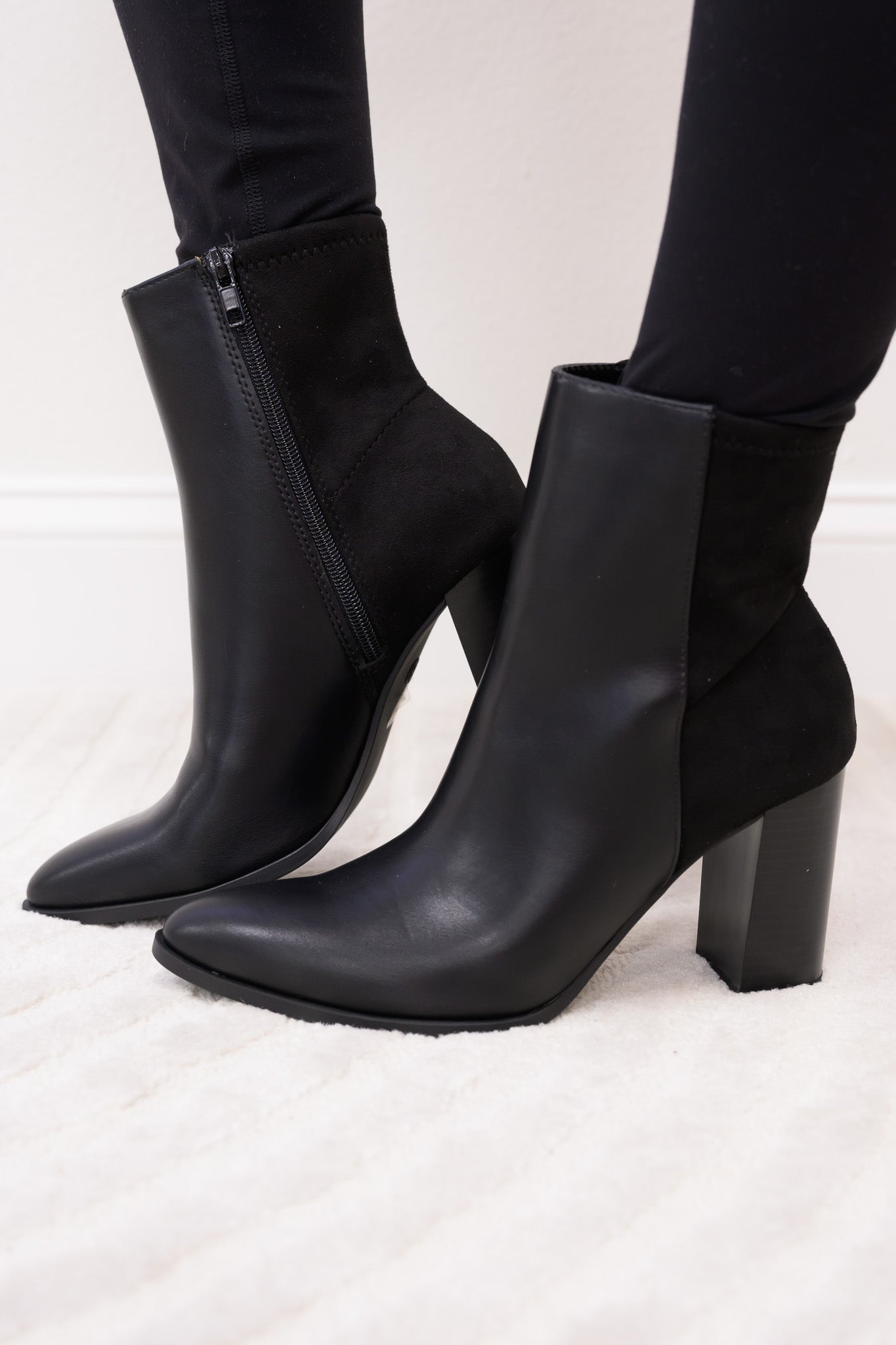 Mover Pointed Toe Ankle Booties - Black