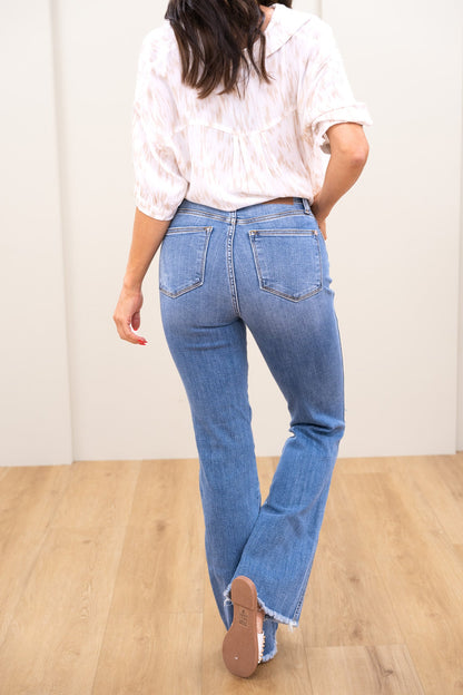 Judy Blue Keep Holding On High Rise Distressed Frayed Hem Bootcut Jeans