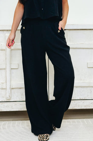 Meeting Ready Linen Pants - Black