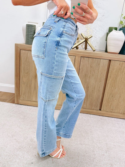Jessica By Judy Blue - High Rise Cargo Wide Leg Jeans