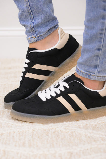 Christi Double Stripe Sneakers - Black