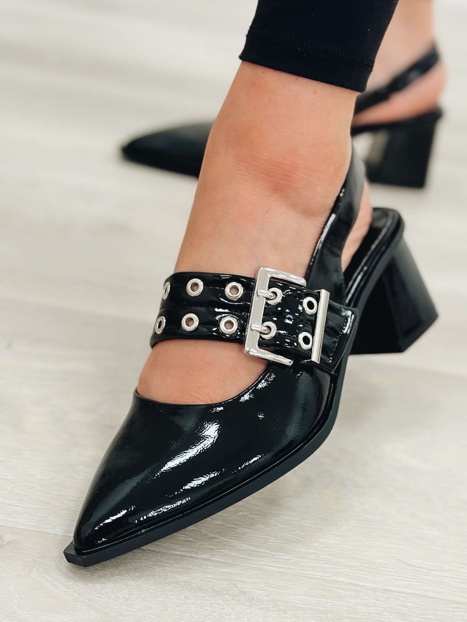 Abigail Slingback Heel Loafers - Black
