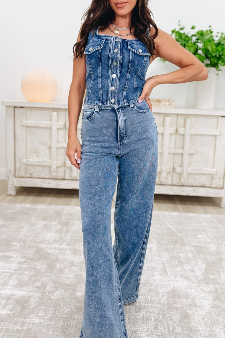 Buttoned & Bold By White Birch - High Rise Wide Leg Jeans - 2 Colors!