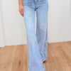 The Wanderlust By Risen - Tummy Control Wide Leg Adjustable Waistband Jeans - Light