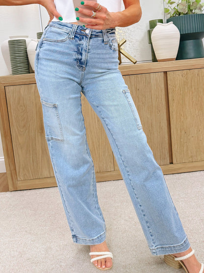 Jessica By Judy Blue - High Rise Cargo Wide Leg Jeans
