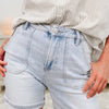Bayside Drive By Risen - High Rise Patch Pocket Cuffed Shorts - Light