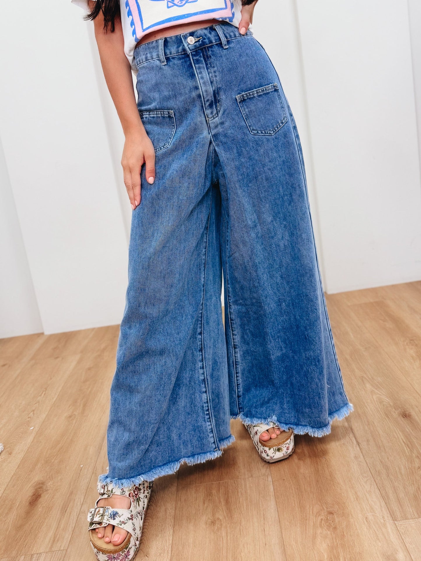 Dune Drift Wide leg Pants - Light Denim