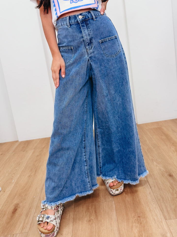 Dune Drift Wide leg Pants - Light Denim
