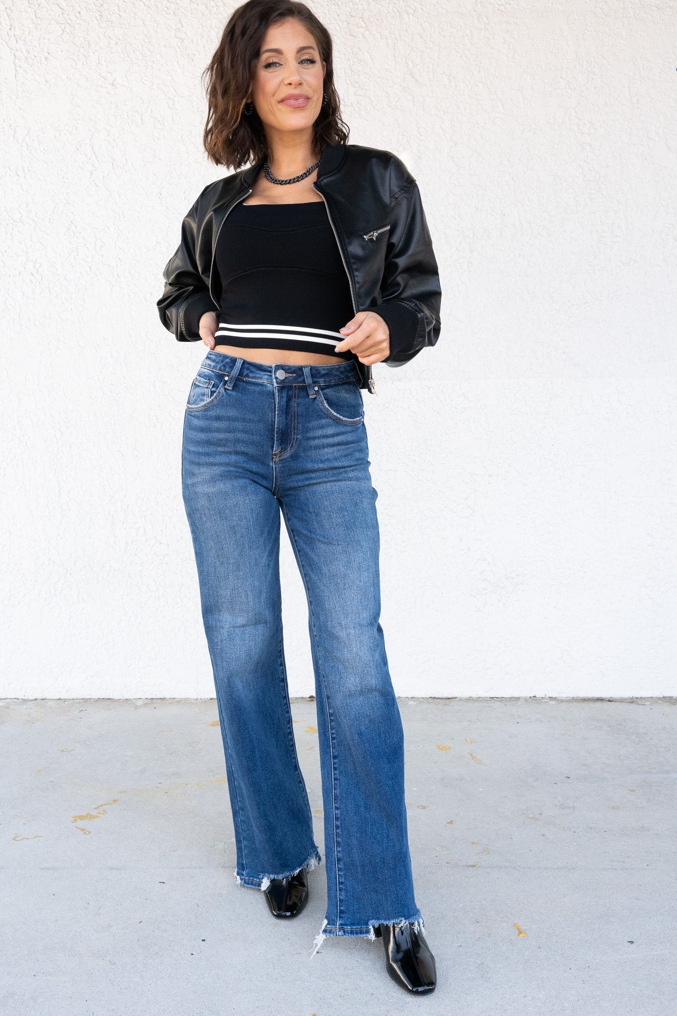 Brooke Jeans By Risen High Rise Wide Leg - Dark