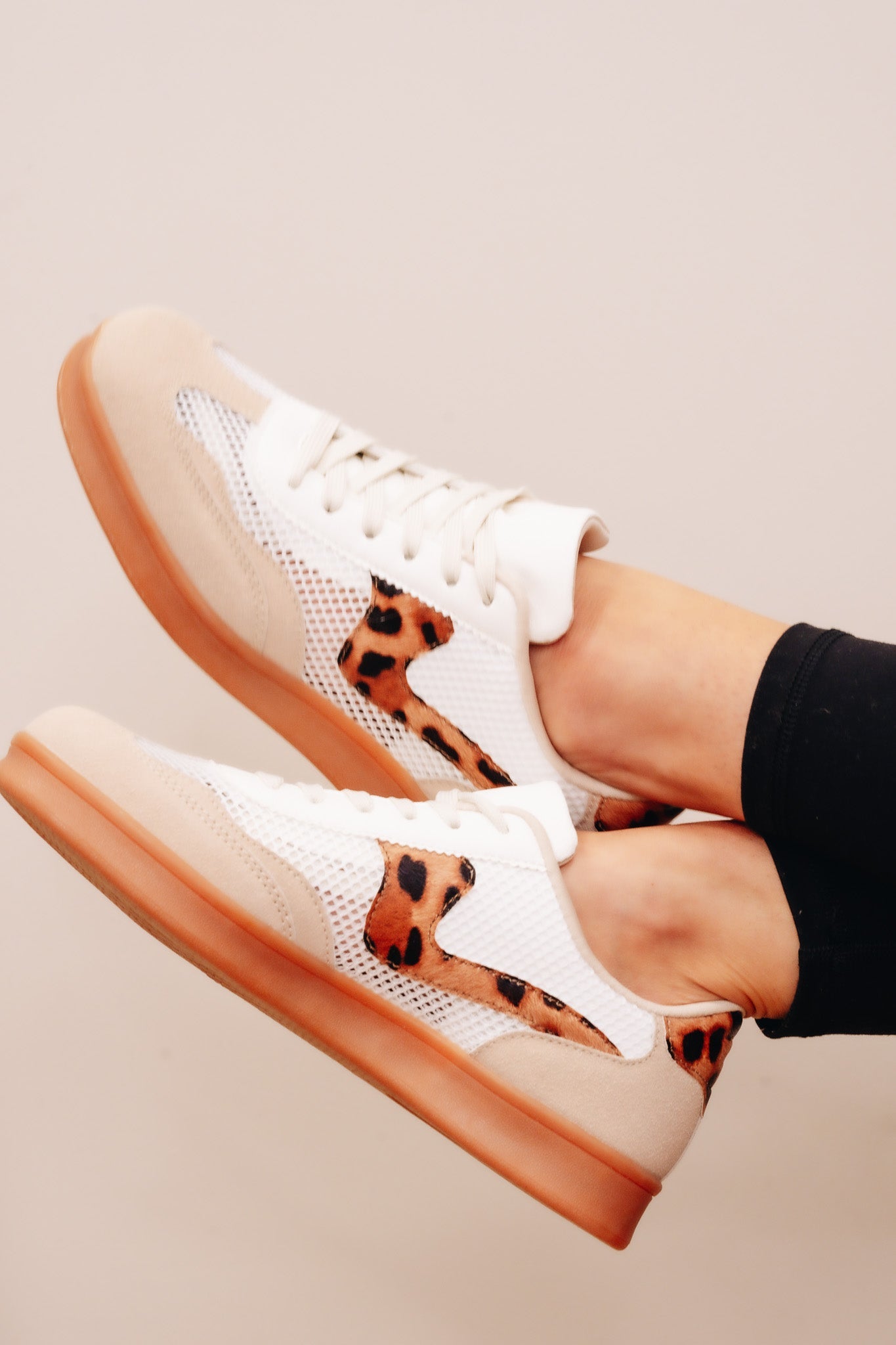 Wayne Lace Up Mesh Up Sneakers - Leopard
