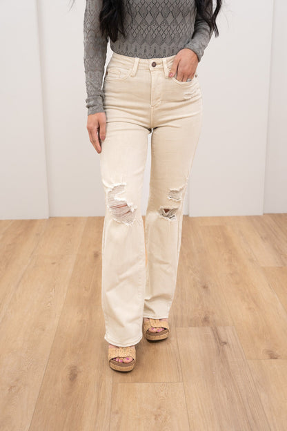 Judy Blue Uptown Funk High Rise Garment Dyed Distressed 90's Straight Jeans