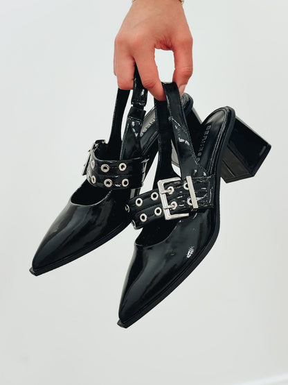 Abigail Slingback Heel Loafers - Black