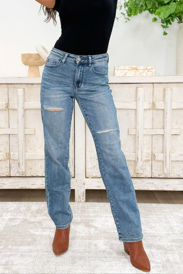 One Call Away By Judy Blue - Mid Rise Destroyed Dad Jeans