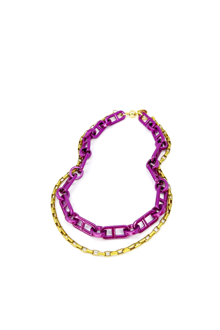 Madonna Necklace - Liquid Metallic Orchid Saffron