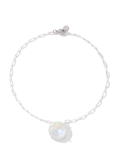 Madrid Necklace - Liquid Metallic Pearl White Snow Glow