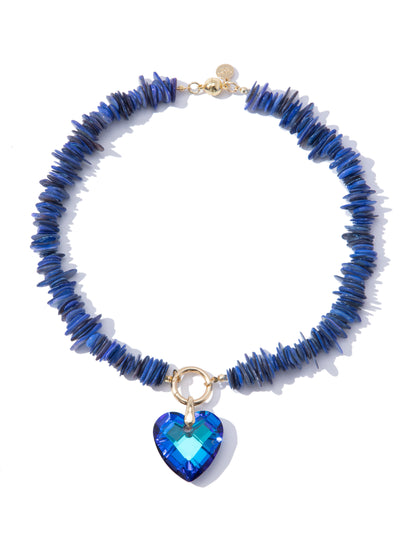 Crystal Heart Necklace - Deep Sea