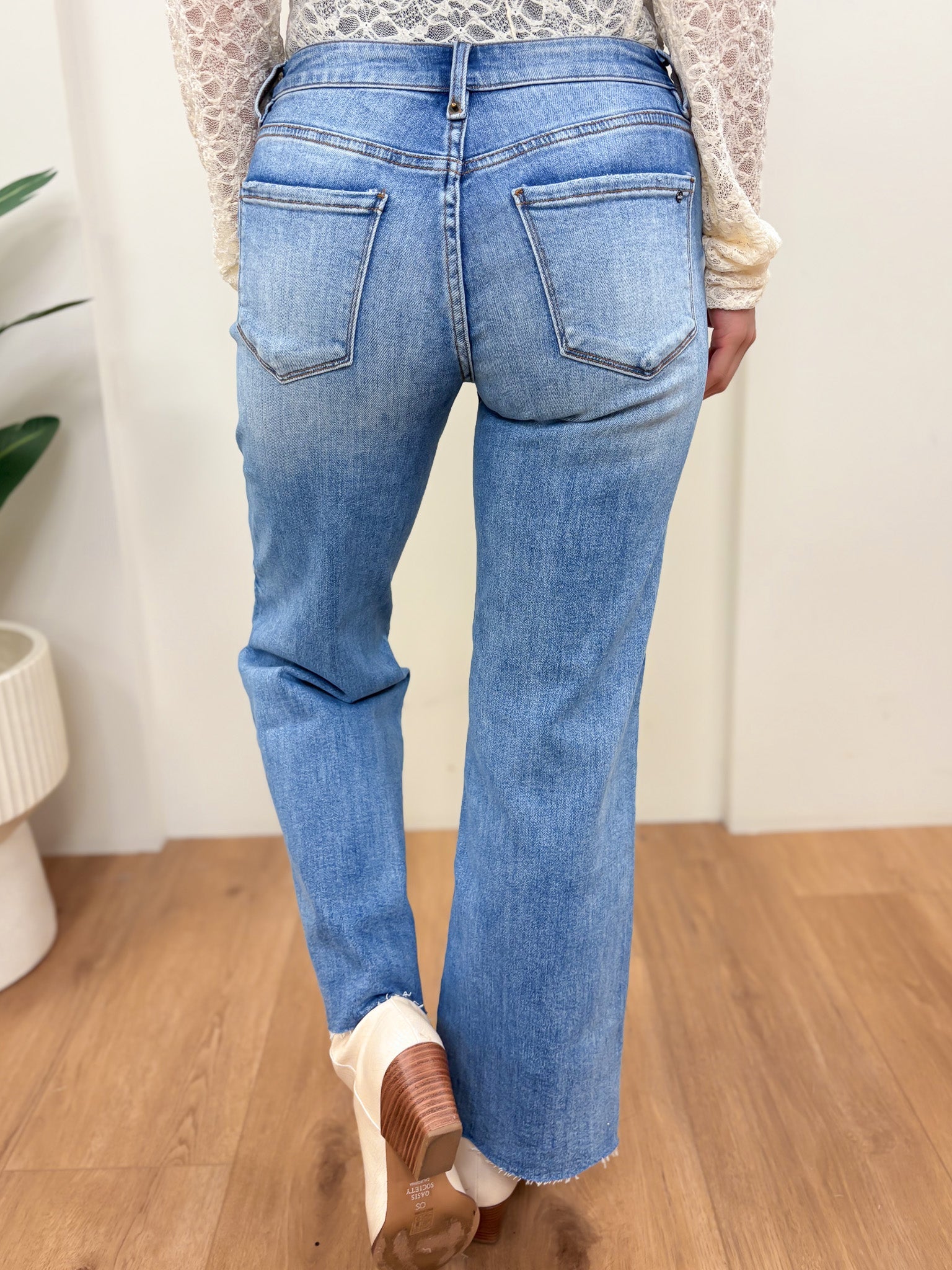 Hold Us Together By Mica - Mid Rise Tummy Control Wide Leg Jeans