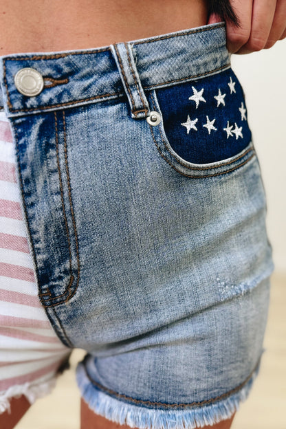 All American Vibe Denim Shorts - Light Wash