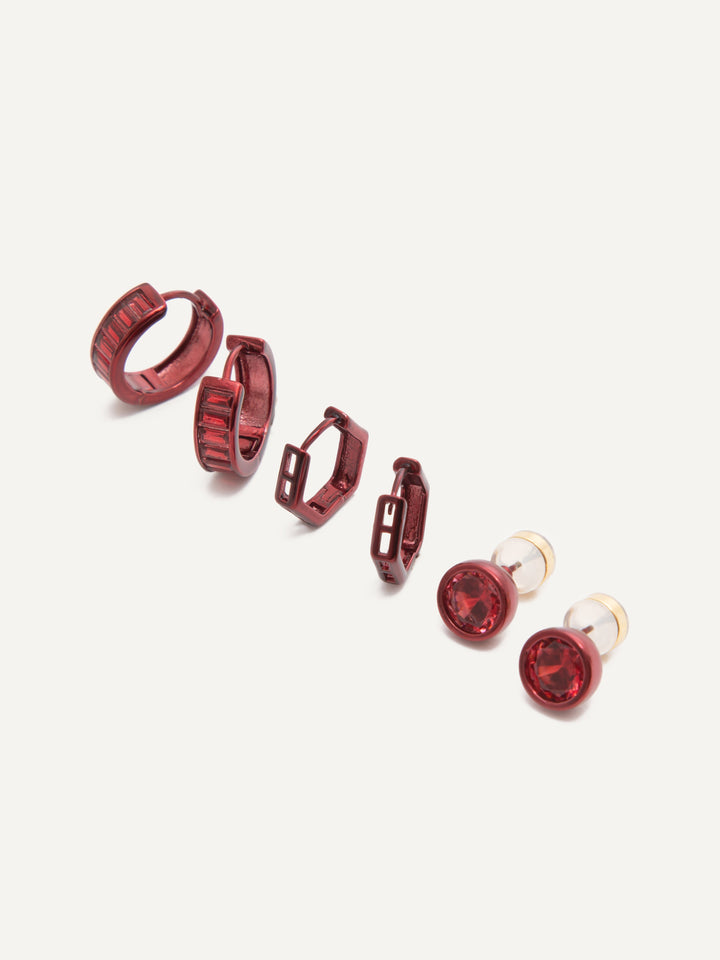 The Glitz Earring Set - Metallic Merlot
