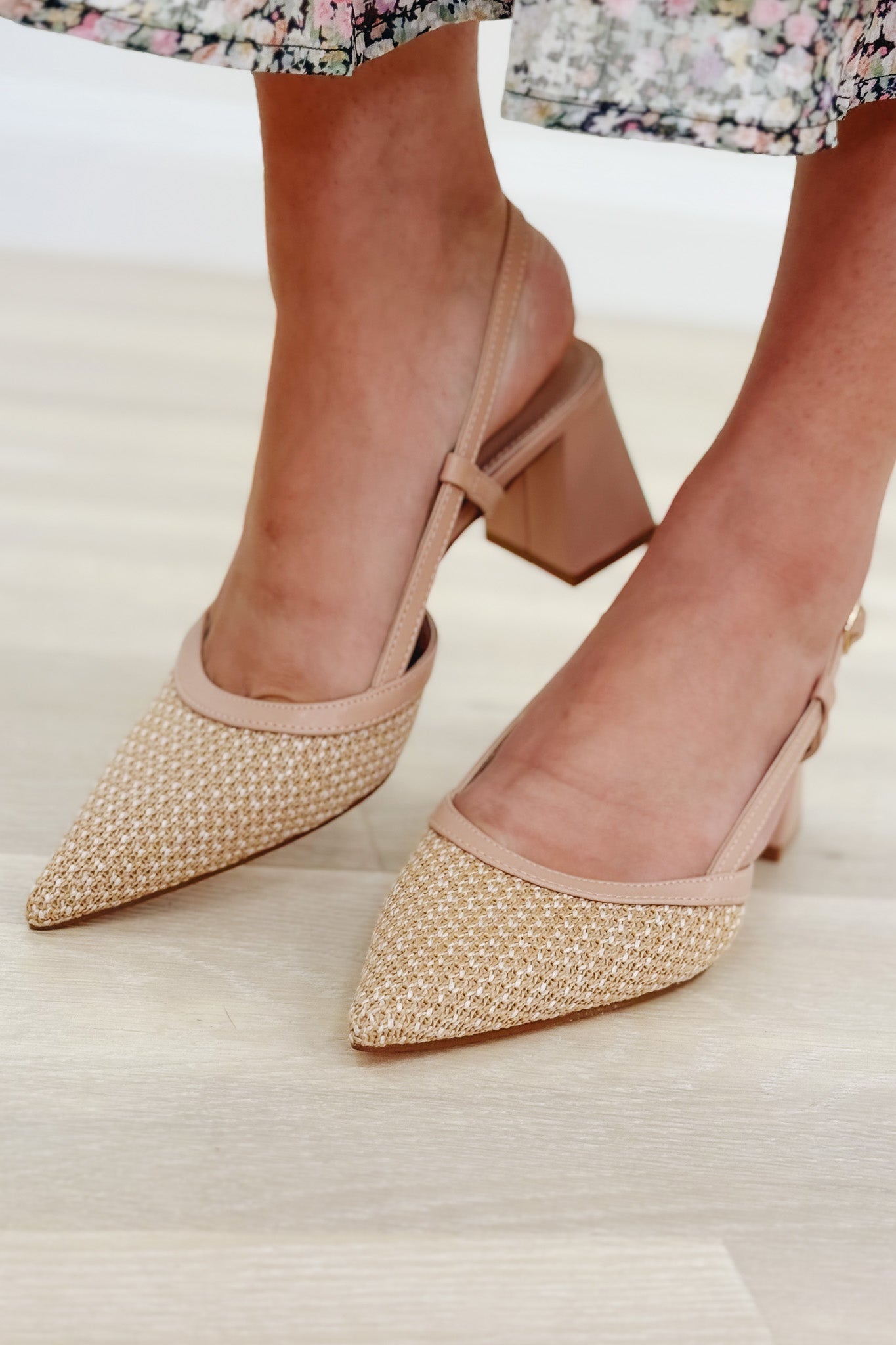The Virginia Slingback Heels - Natural