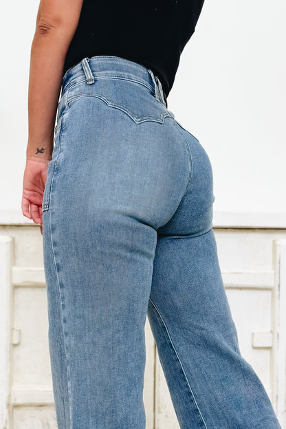 The Southern Girl By Saige Denim - High Rise Wide Leg Jeans - Medium