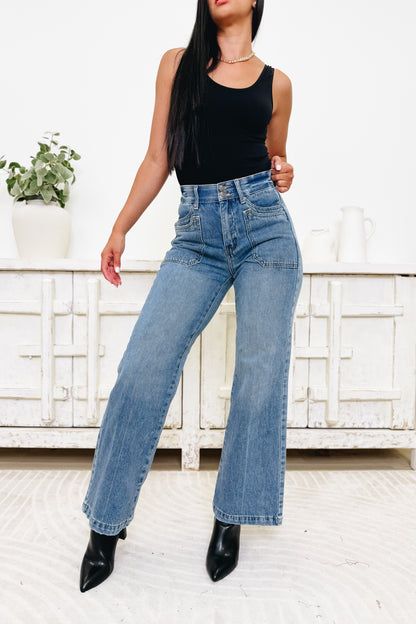 The Southern Girl By Saige Denim - High Rise Wide Leg Jeans - Medium