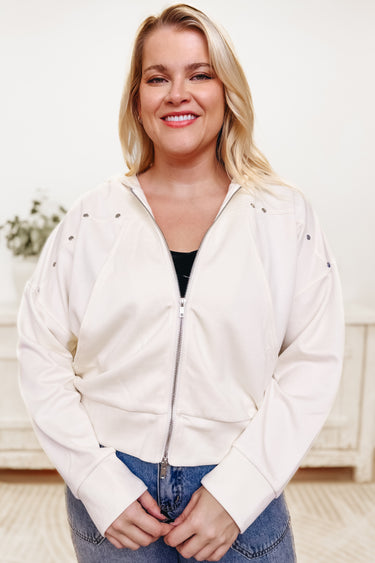 Edge & Elegance Hooded Top - Off White