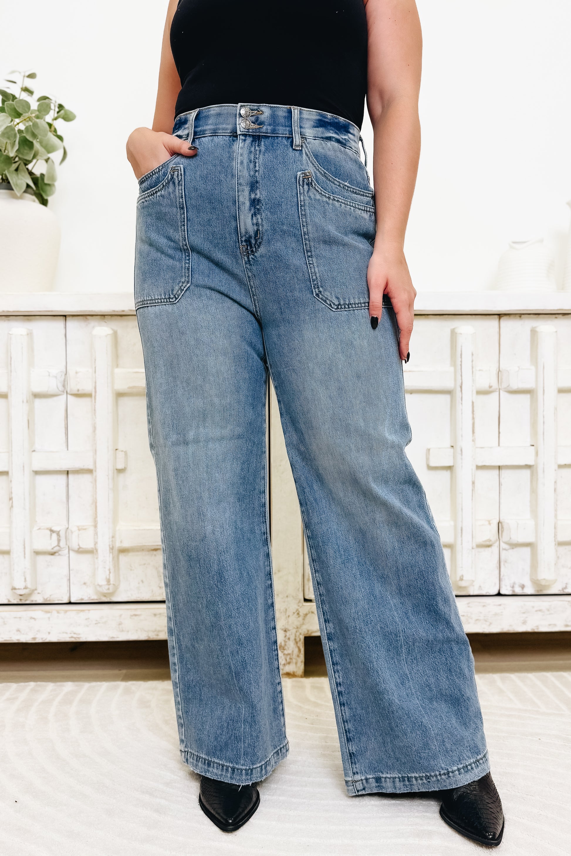 Radiant Dream By Saige Denim - High Rise Wide Leg Jeans - Medium