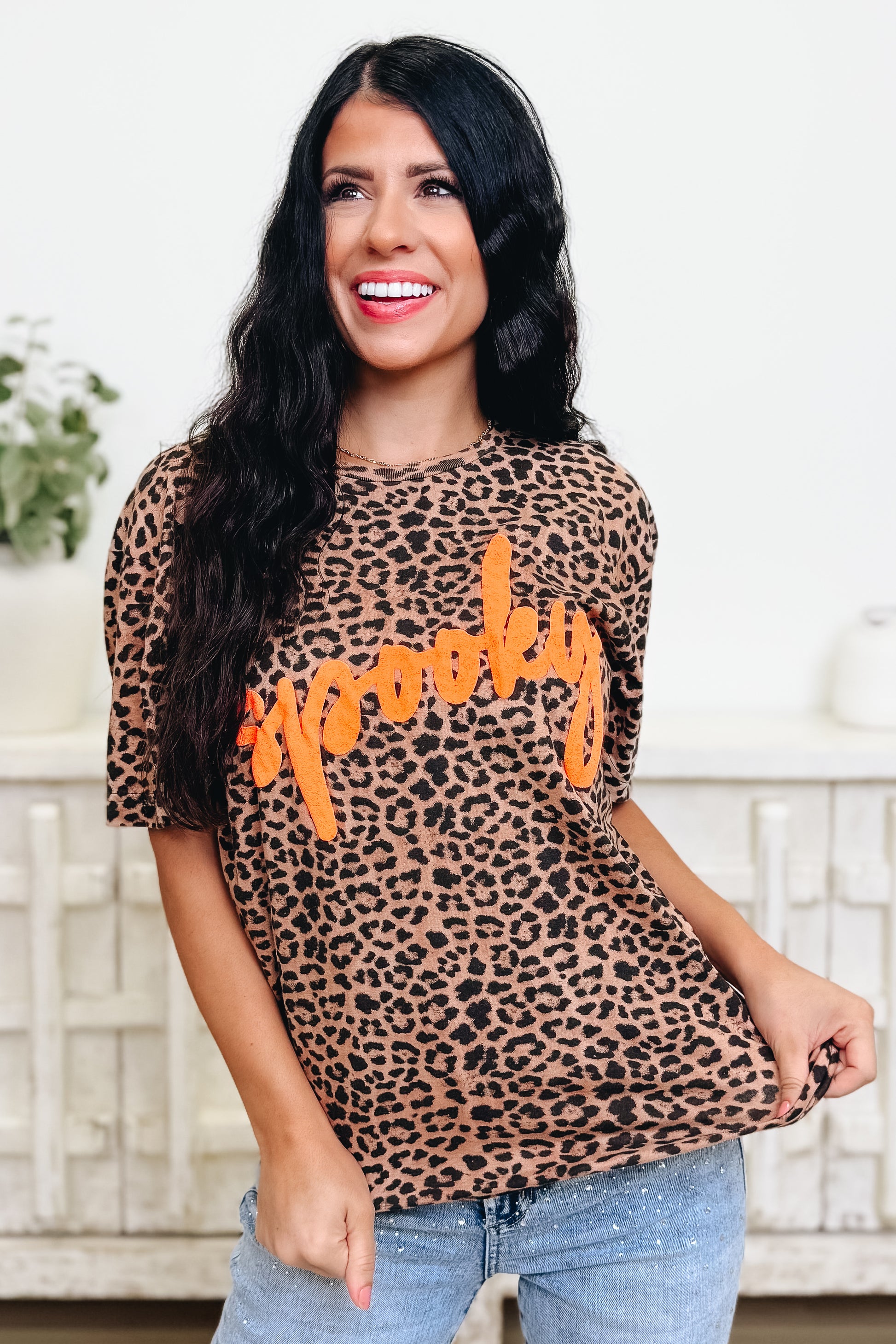 Spooky Bleached Leopard Graphic Tee