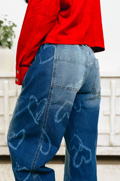 Playful Heart Jeans - Denim