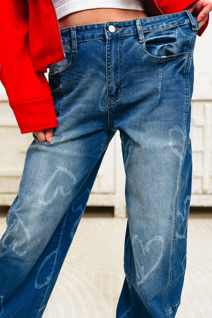 Playful Heart Jeans - Denim
