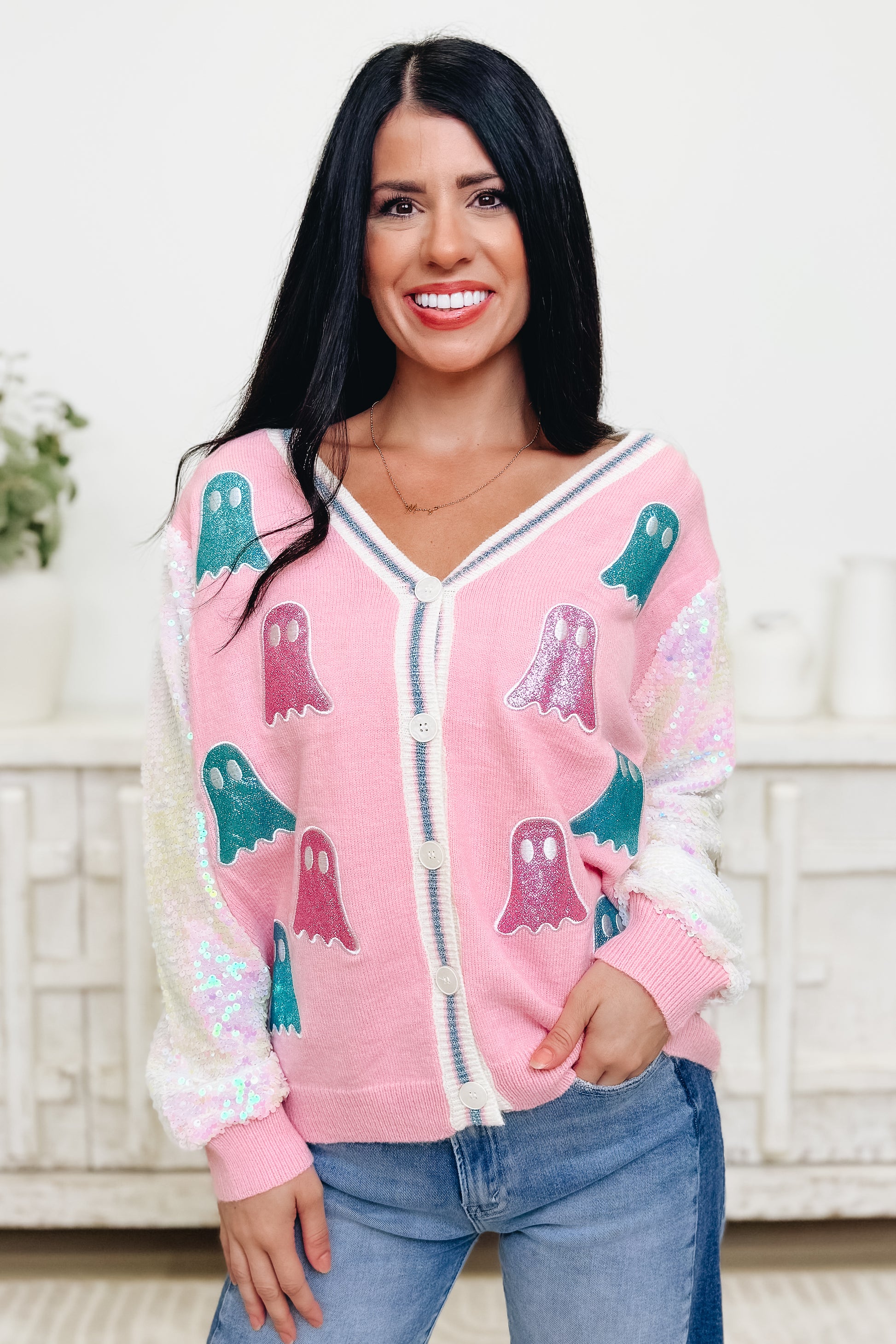 Haunted Sparkle Ghost Cardigan