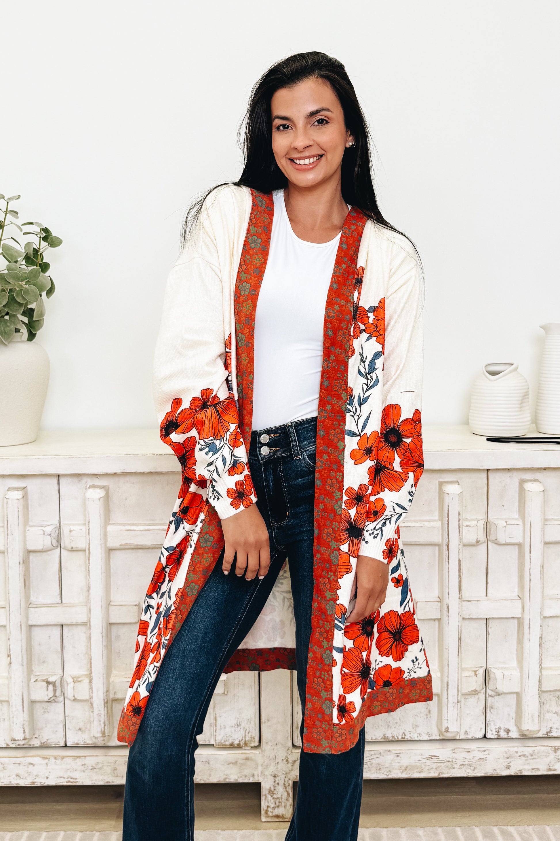 Floral Grace Hooded Cardigan