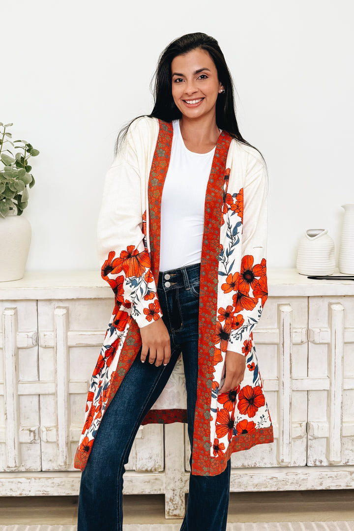 Floral Grace Hooded Cardigan