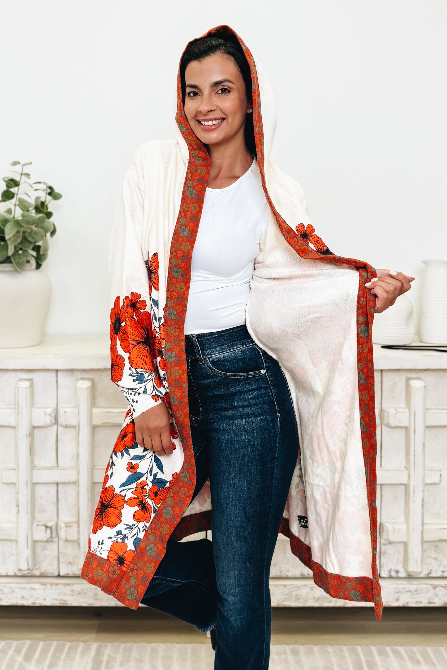 Floral Grace Hooded Cardigan