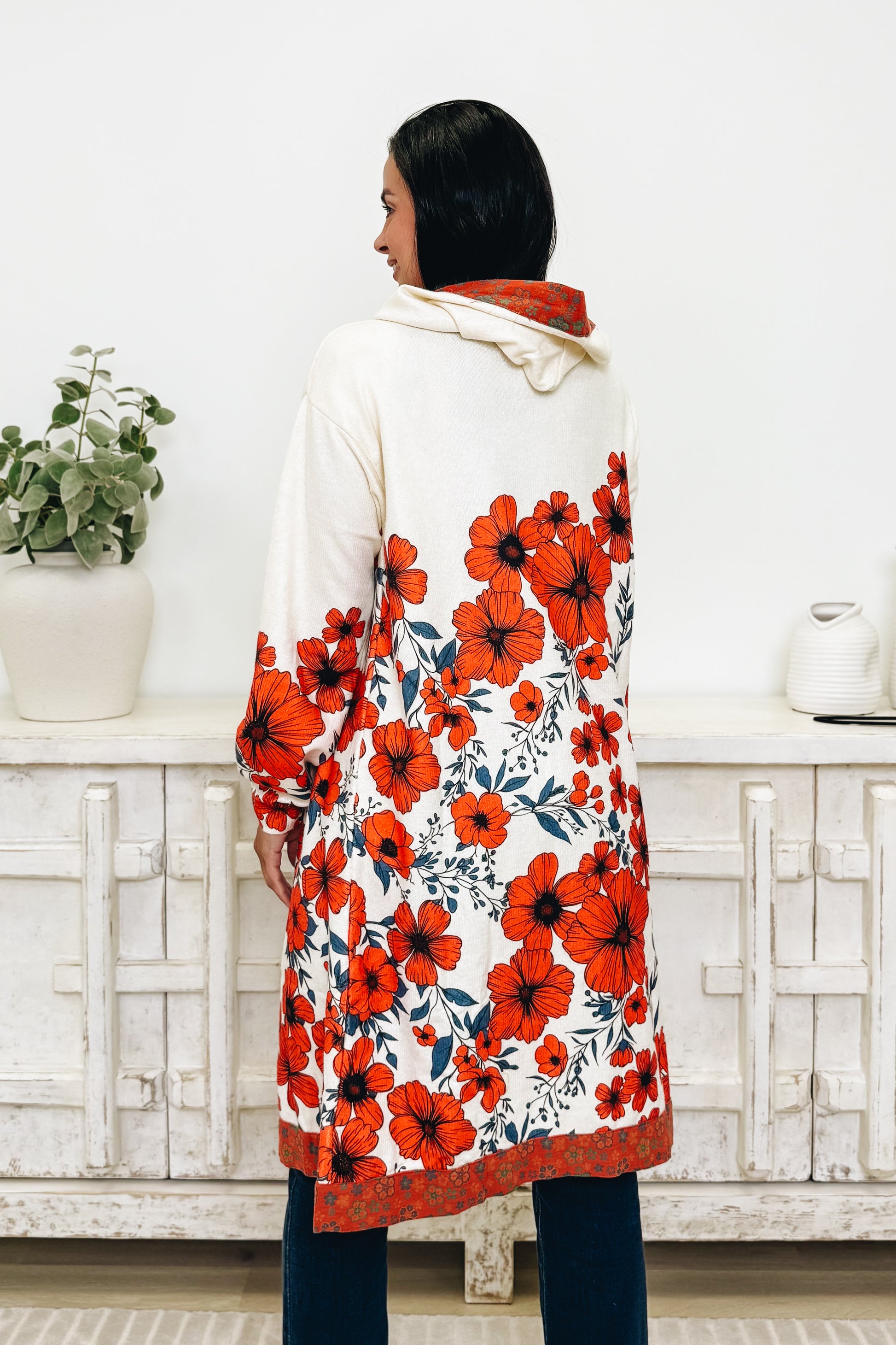 Floral Grace Hooded Cardigan