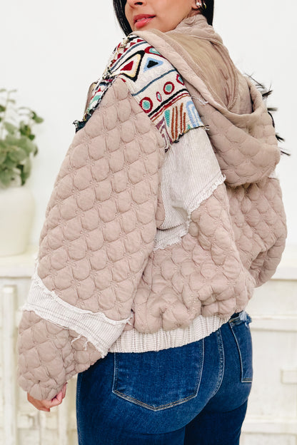Not Your Grandma's Quilted Jacket - Tan Natural Multi
