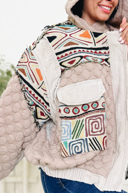 Not Your Grandma's Quilted Jacket - Tan Natural Multi