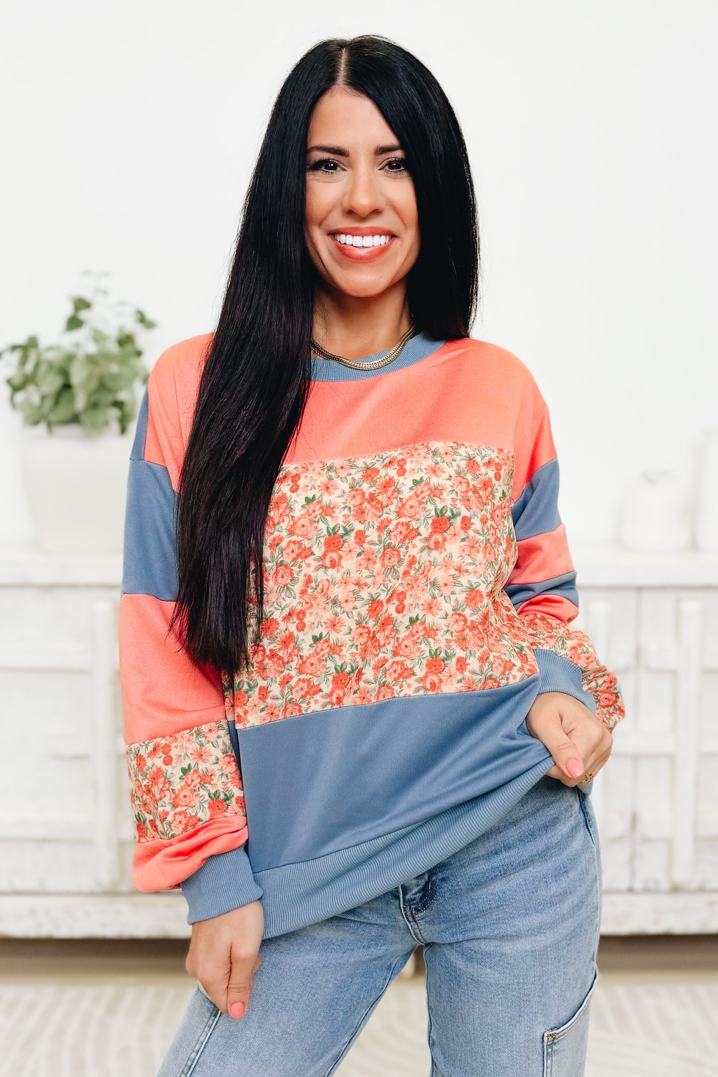 Chic & Cozy Floral Sweatshirt - 2 Colors!